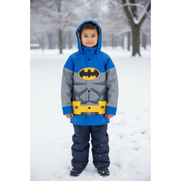 Western Chief Other - Western Chief Kids Batman Raincoat Blue Grey Hooded Fleece Lined Jacket 3T